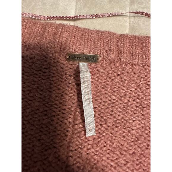 Free People Oversized Sweater Women's Size Large Dusty Rose Pink Scoop Neck - Picture 3 of 6